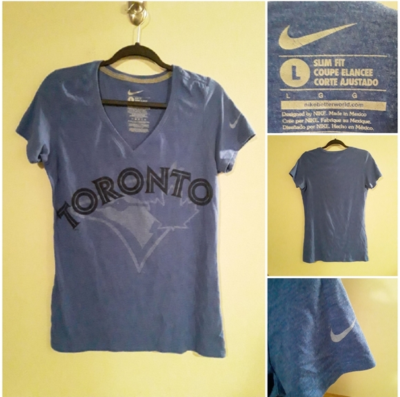 Nike Womens(L) MLB Toronto Blue Jay Vneck Teeshirt - Picture 2 of 11
